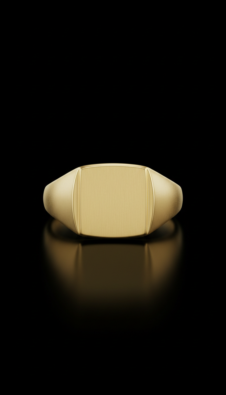 Gold vermeil signet ring with bold face